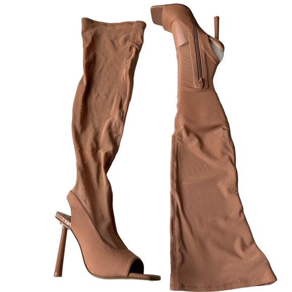 Steve Madden Boots Beverley Blush Mesh Nude Pink Over Knee Boot Women's Size 6 - Picture 2 of 11